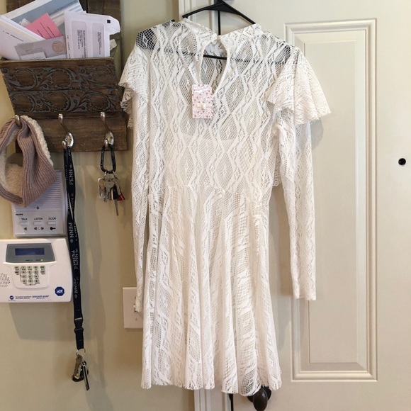 $128 NWT Free People Rock Candy Lace Dress Ivory - Picture 3 of 5